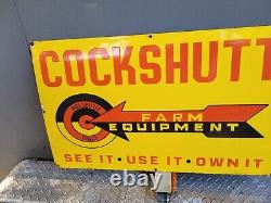 Vintage Cockshutt Porcelain Sign 36x22 Farm Equipment Tractor Gas Oil Service