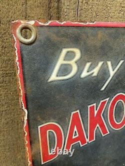 Vintage Dakota Maid Flour Porcelain Sign Gas Oil Old Farm Corn Tractor Food