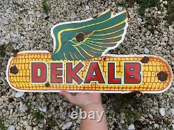 Vintage Dekalb Corn Seed Porcelain Sign Farm 23x11 Tractor Agriculture Gas Oil