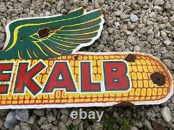 Vintage Dekalb Corn Seed Porcelain Sign Farm 23x11 Tractor Agriculture Gas Oil