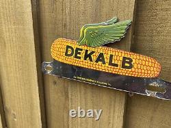 Vintage Dekalb Corn Seed Porcelain Sign Farm Tractor Agriculture Gas Oil Topper