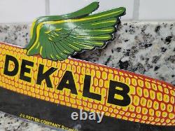 Vintage Dekalb Porcelain Sign Tag Topper Corn Feed Seed Farm Barn Tractor Gas