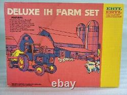 Vintage Ertl Deluxe IH Farm Set 3 Bottom Plow Tractor 116 Scale Trailer 5033