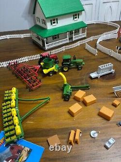 Vintage Ertl Farm Toy Set Barn House Garage Animals Silo Tractors figures & More