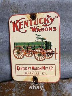 Vintage Farming Porcelain Sign Kentucky Wagon Manufacturing Louisville Tractor