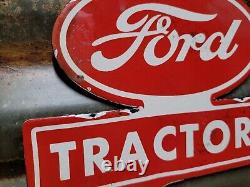 Vintage Ford Porcelain Sign Tractor Plate Topper Farming Equipment Dealer Sales