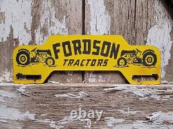 Vintage Fordson Tractors Porcelain Sign Plate Tag Topper Farm Machine Service