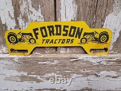 Vintage Fordson Tractors Porcelain Sign Plate Tag Topper Farm Machine Service