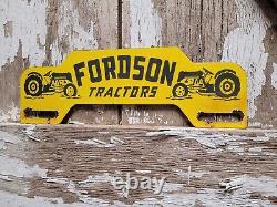 Vintage Fordson Tractors Porcelain Sign Plate Tag Topper Farm Machine Service