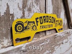 Vintage Fordson Tractors Porcelain Sign Plate Tag Topper Farm Machine Service