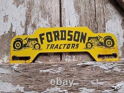 Vintage Fordson Tractors Porcelain Sign Plate Tag Topper Farm Machine Service