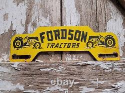 Vintage Fordson Tractors Porcelain Sign Plate Tag Topper Farm Machine Service