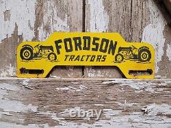 Vintage Fordson Tractors Porcelain Sign Plate Tag Topper Farm Machine Service