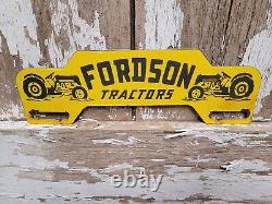 Vintage Fordson Tractors Porcelain Sign Plate Tag Topper Farm Machine Service