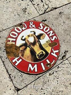 Vintage HP Hood Son Milk Porcelain 6 Sign Old Dairy Farm Cow Oil Gas Tractor