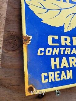 Vintage Harding Cream Porcelain Sign Dairy Farm Milk Cow Cheese Tractor Oil Gas