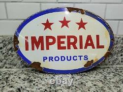 Vintage Imperial Porcelain Sign Old Tractor Farming Feed Cow Flour Seed Gas Oil