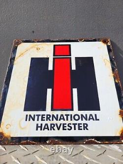 Vintage International Harvester Porcelain Sign Farm Tractor Machine Barn Gas Oil