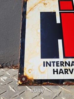 Vintage International Harvester Porcelain Sign Farm Tractor Machine Barn Gas Oil