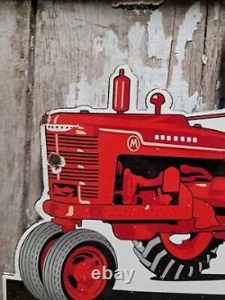 Vintage International Harvester Porcelain Sign Farmall Tractor Farm Chicago Gas