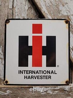 Vintage International Harvester Porcelain Sign Farming Tractor Dealer Cattle Gas