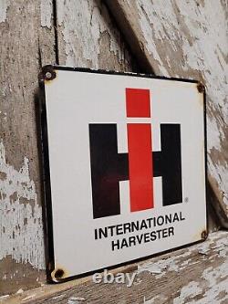 Vintage International Harvester Porcelain Sign Farming Tractor Dealer Cattle Gas