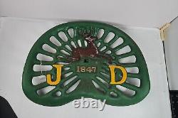 Vintage John Deere Farm Tractor Cast Iron Seat 1847 Deer Sign Antique