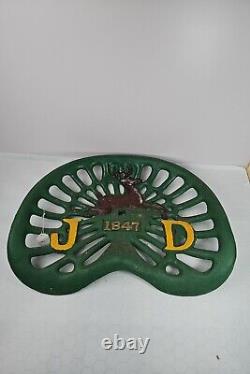 Vintage John Deere Farm Tractor Cast Iron Seat 1847 Deer Sign Antique