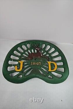 Vintage John Deere Farm Tractor Cast Iron Seat 1847 Deer Sign Antique