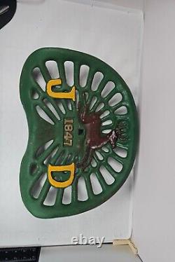 Vintage John Deere Farm Tractor Cast Iron Seat 1847 Deer Sign Antique