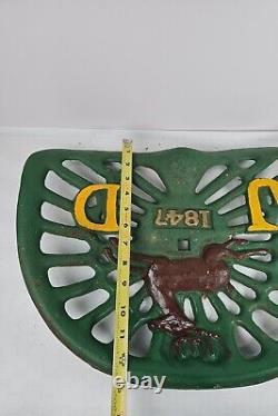 Vintage John Deere Farm Tractor Cast Iron Seat 1847 Deer Sign Antique