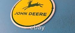 Vintage John Deere Porcelain 6 Gas Farm Implements Service Sales Tractor Sign