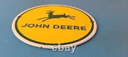 Vintage John Deere Porcelain 6 Gas Farm Implements Service Sales Tractor Sign