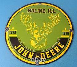Vintage John Deere Porcelain Gas Farm Implements Moline Illinois Tractor Sign
