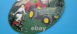 Vintage John Deere Porcelain Gas Farm Implements Service Sales Tractor Sign