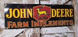 Vintage John Deere Porcelain Sign 3ft Tractor Farm Implements Dealer Sales Store