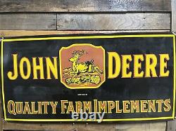 Vintage John Deere Porcelain Sign 48 Old 1934 Tractor Farm Farming Gas Oil Car