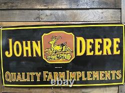 Vintage John Deere Porcelain Sign 48 Old 1934 Tractor Farm Farming Gas Oil Car