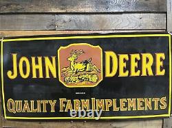 Vintage John Deere Porcelain Sign 48 Old 1934 Tractor Farm Farming Gas Oil Car