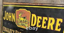 Vintage John Deere Porcelain Sign 48 Old 1934 Tractor Farm Farming Gas Oil Car