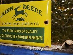 Vintage John Deere Porcelain Sign Farm Implements Tractor Dealer Sales Service