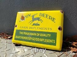 Vintage John Deere Porcelain Sign Farm Implements Tractor Gas Station Oilservice