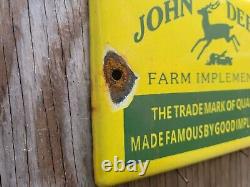 Vintage John Deere Porcelain Sign Farm Implements Tractor Gas Station Oilservice