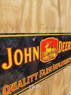 Vintage John Deere Porcelain Sign Farm Machinery Tractor Barn Implements Gas Oil