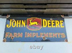 Vintage John Deere Porcelain Sign Gas Farm Signage Tractor Implements Barn Oil