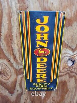 Vintage John Deere Porcelain Sign Gas Oil Farm Tractor Midwest Corn Cow Machine