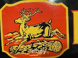 Vintage John Deere Porcelain Sign Old Tractor Farm Farming Gas Oil Service Sales