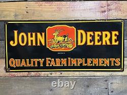 Vintage John Deere Porcelain Sign Old Tractor Farm Farming Gas Oil Service Sales