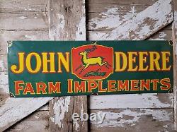 Vintage John Deere Porcelain Sign Rare Green 36 Dealer Farm Equipment Tractor
