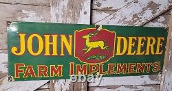 Vintage John Deere Porcelain Sign Rare Green Tractor Farm Implements Dealer 3ft